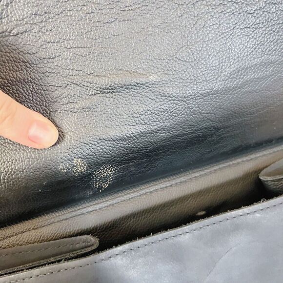 Vintage Tesoro Black Leather Satchel Laptop Bag Briefcase - Picture 6 of 8